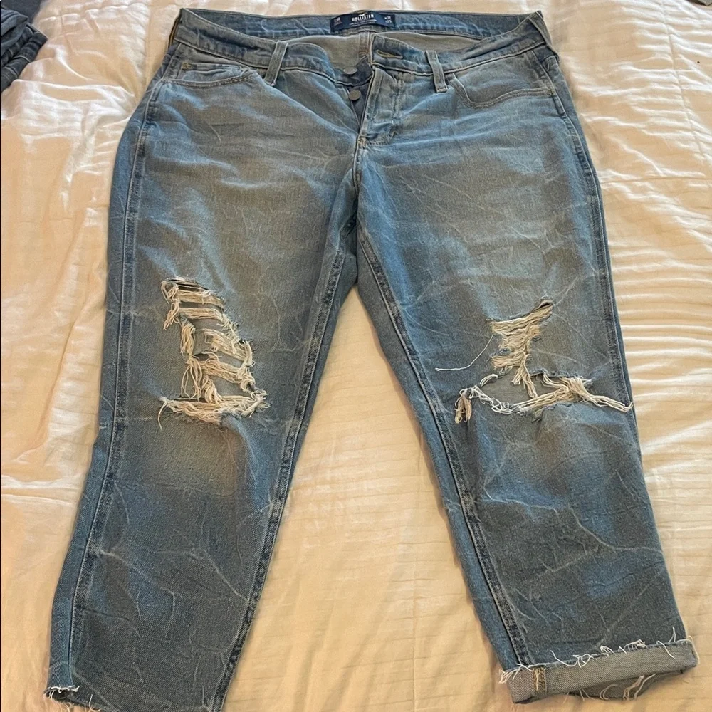 Hollister Blue Ripped Boyfriend Jeans - Picture 1 of 4